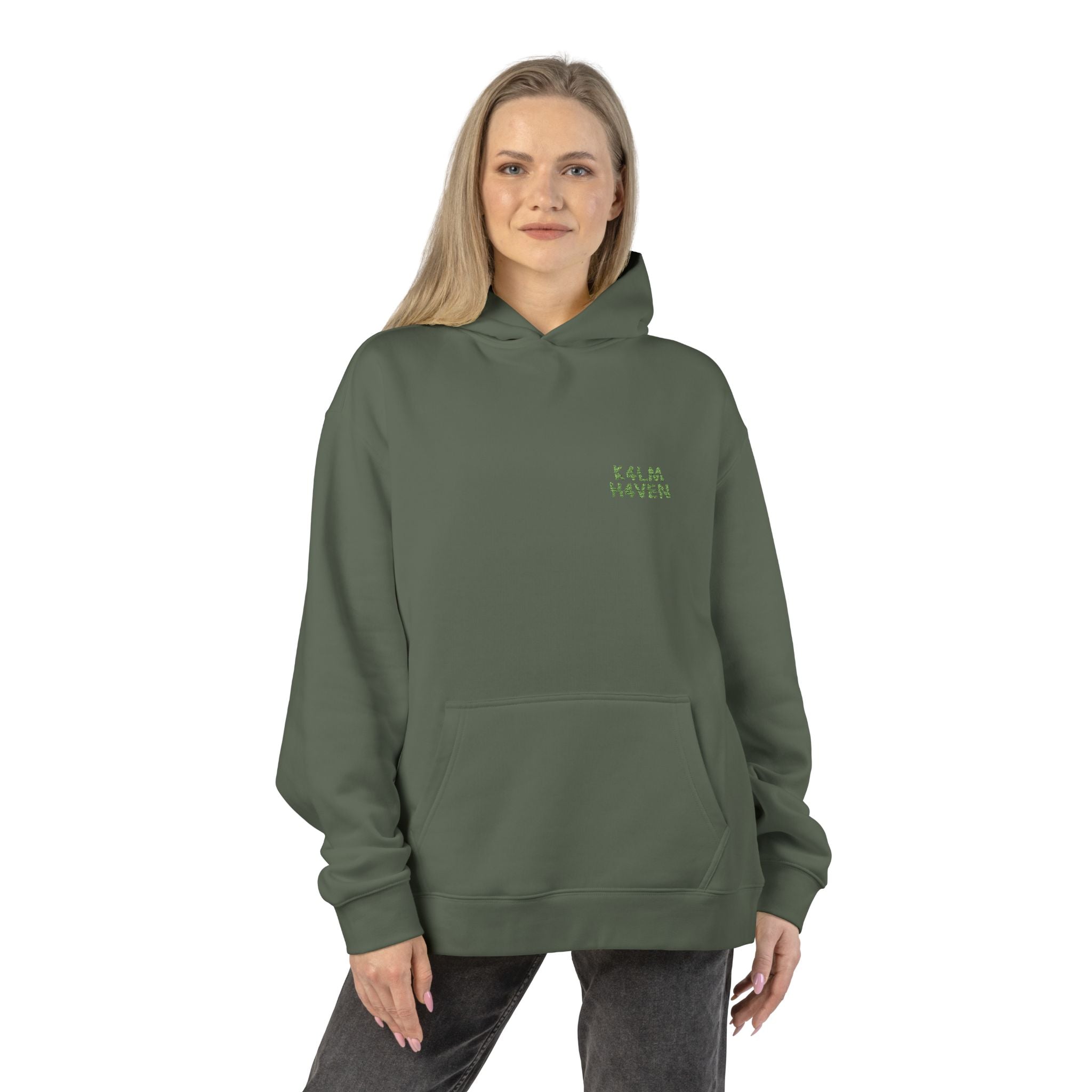 Green 'Relaxed' Hoodie — Minimal Chest Graphic Casual Pullover