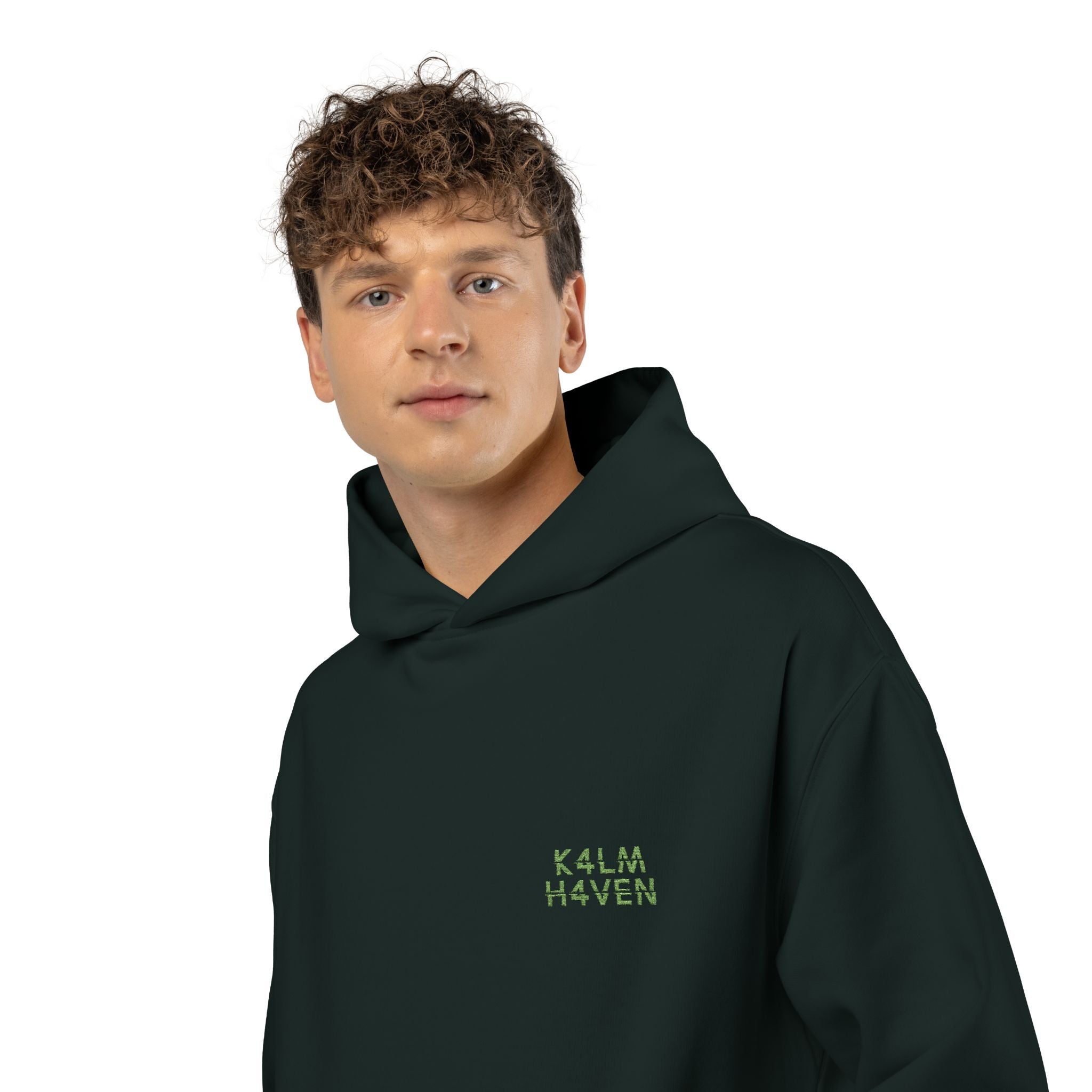 Green 'Relaxed' Hoodie — Minimal Chest Graphic Casual Pullover