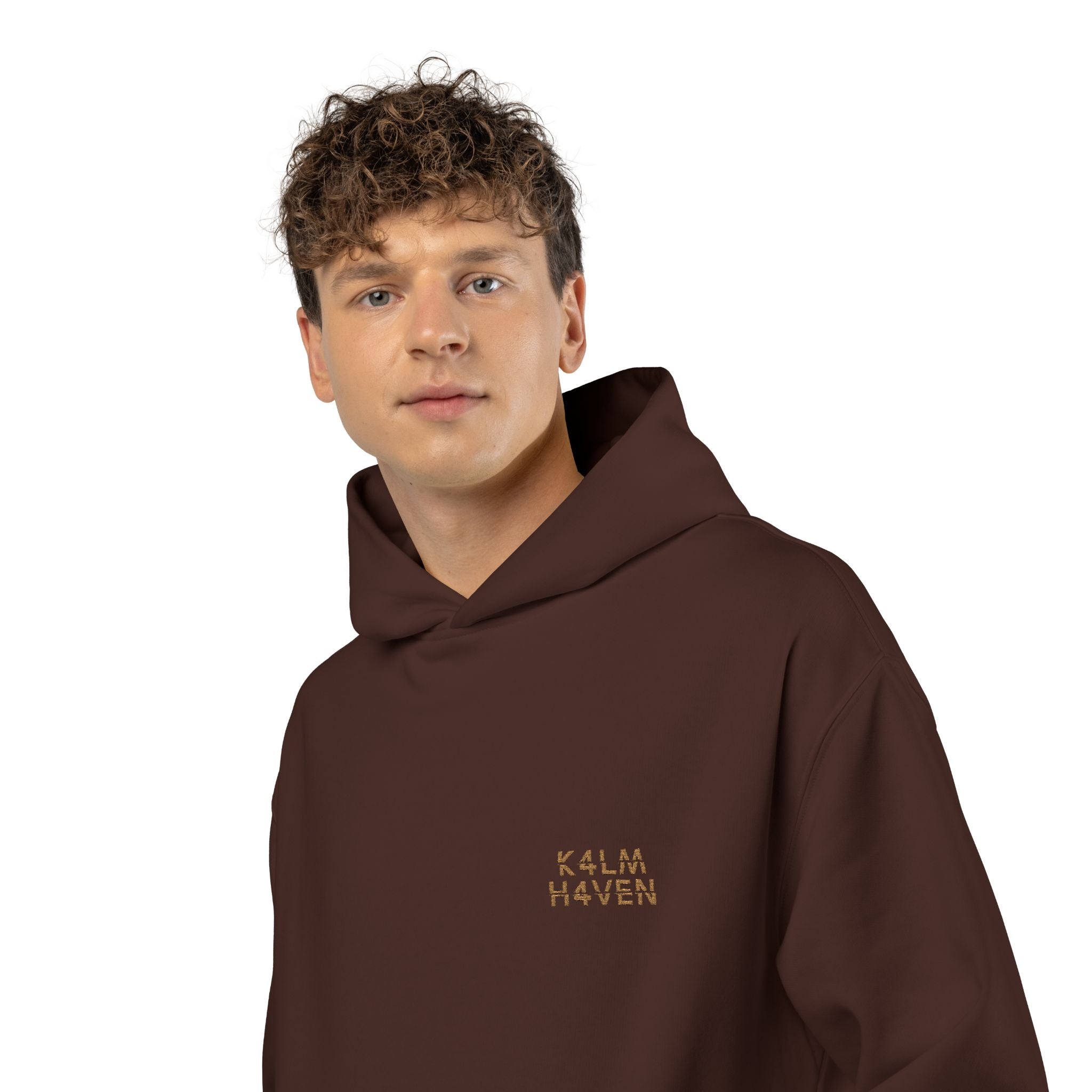 Minimal 'Relax, Breathe' Brown Hoodie — Cozy Casual Pullover