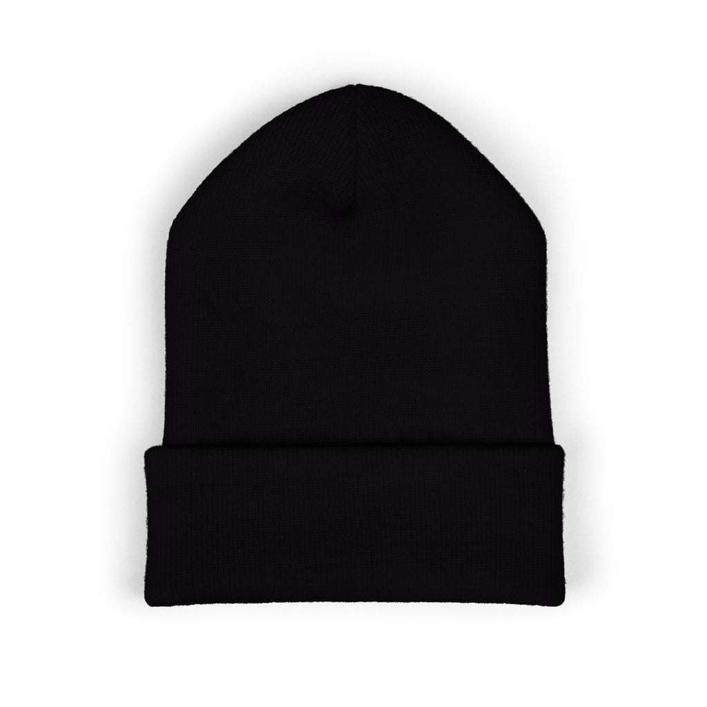 Embroidered 'K4LM H4VEN' Cuffed Beanie - Soft Black Knit Winter Hat