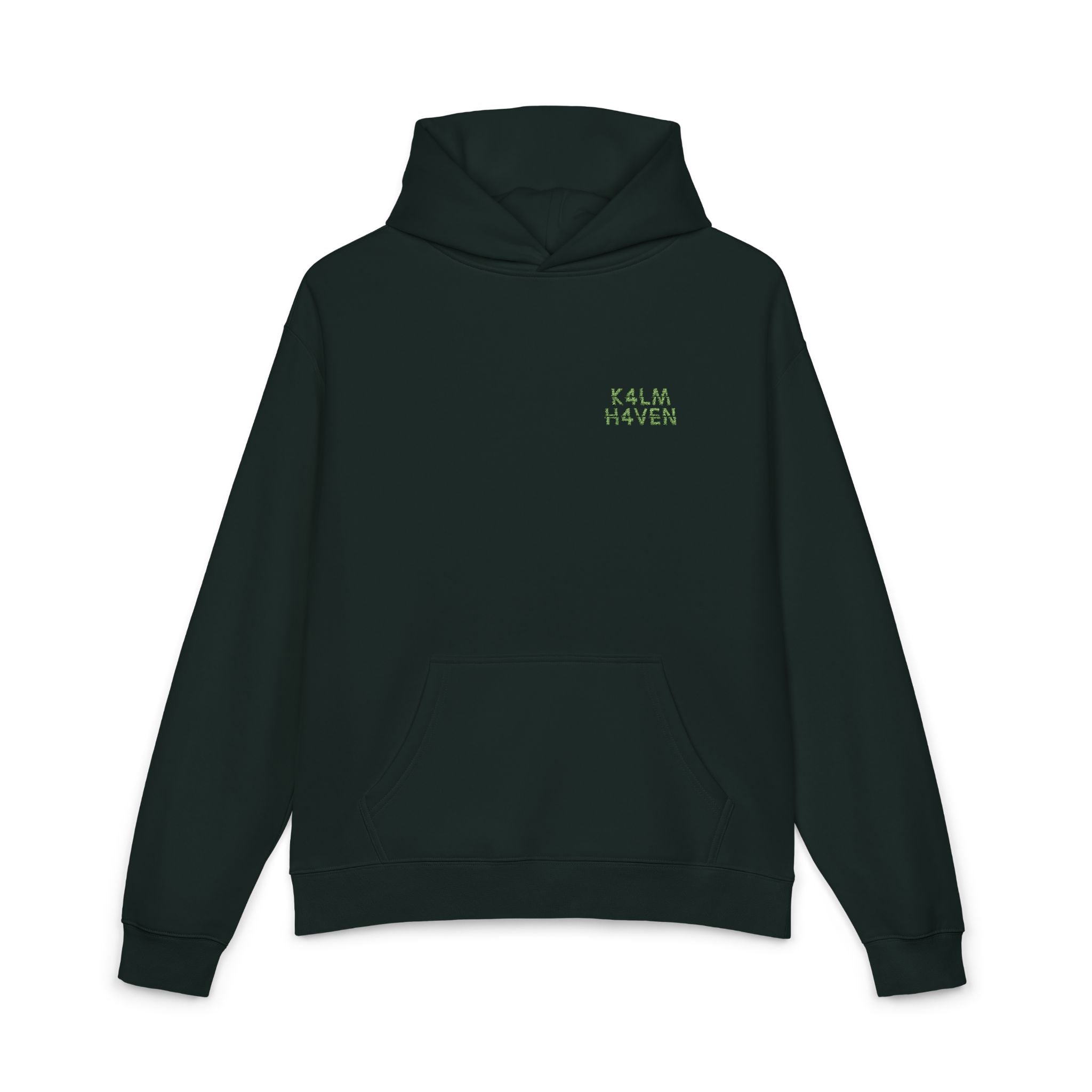 Green 'Relaxed' Hoodie — Minimal Chest Graphic Casual Pullover