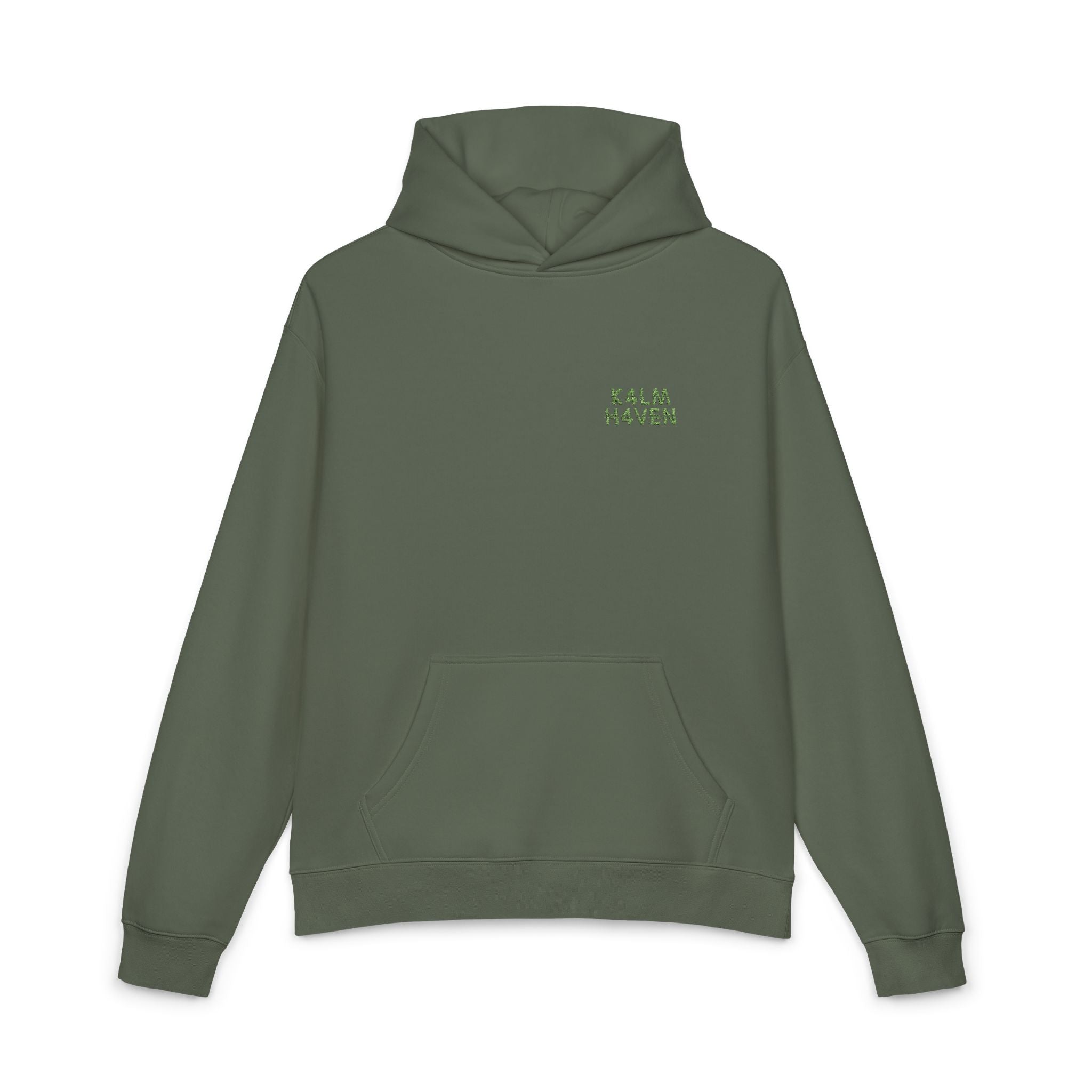 Green 'Relaxed' Hoodie — Minimal Chest Graphic Casual Pullover