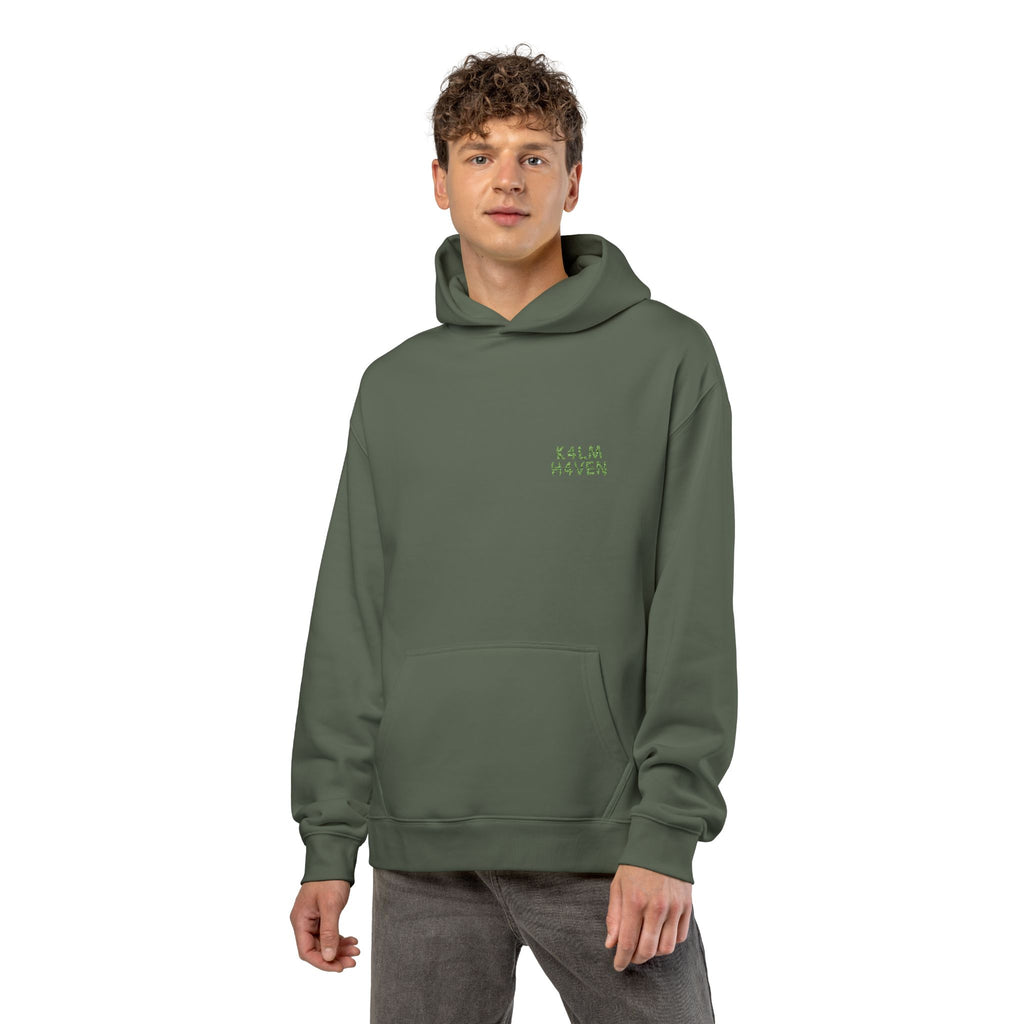 Green 'Relaxed' Hoodie — Minimal Chest Graphic Casual Pullover